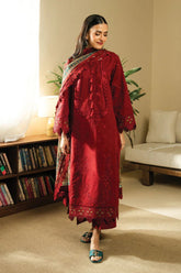 BrandsInn-3PC DHANAK EMBROIDERED SHIRT WITH COUTRAI WOOL PRINTED SHAWL AND TROUSER-BI-4138